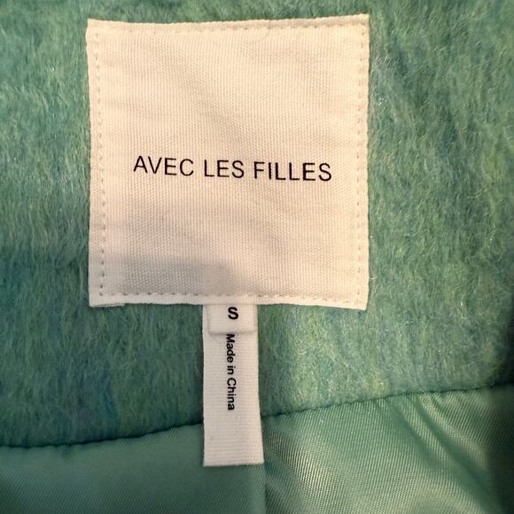 Avec Les Filles Women's Fuzzy Teal Green Peacoat Size‎ S NEW - Picture 3 of 8